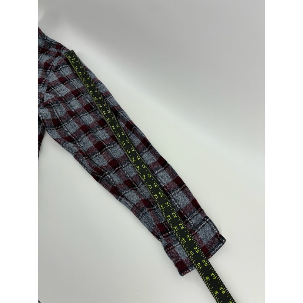 Carbon 2 Cobalt Mens Large Full Zip Flannel Shirt Jacket Plaid Burgundy Grey L - Picture 7 of 9